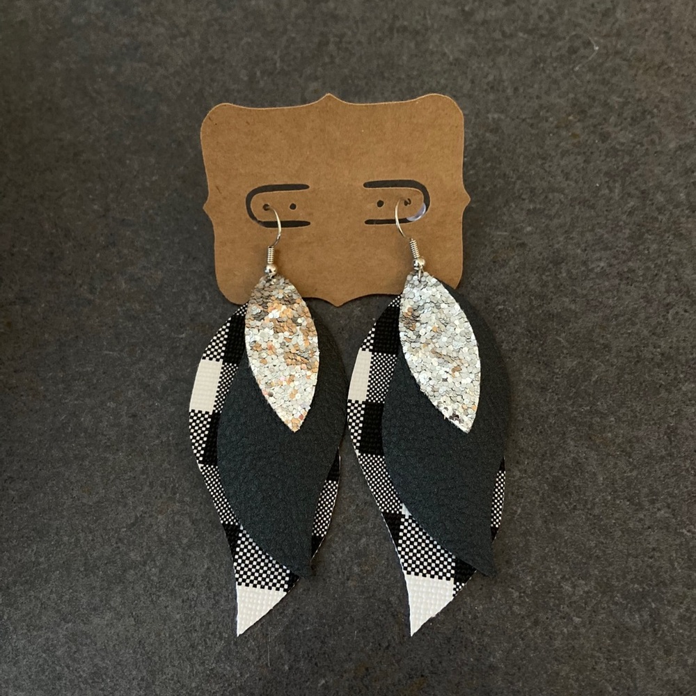 Black/white Buffalo Print, Triple Layered w/BLING